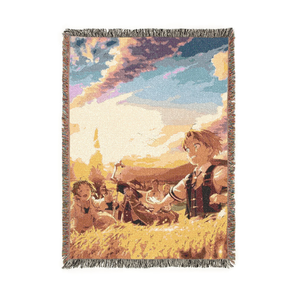 Mushoku Tensei Sunset Art Cotton Woven Blanket | Soft Bedding Throw | MT