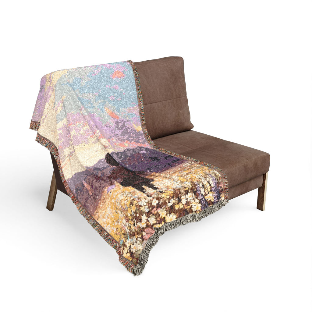 Handmade Eren Impressionism Cotton Woven Blanket | Soft Bedding Throw | AOT