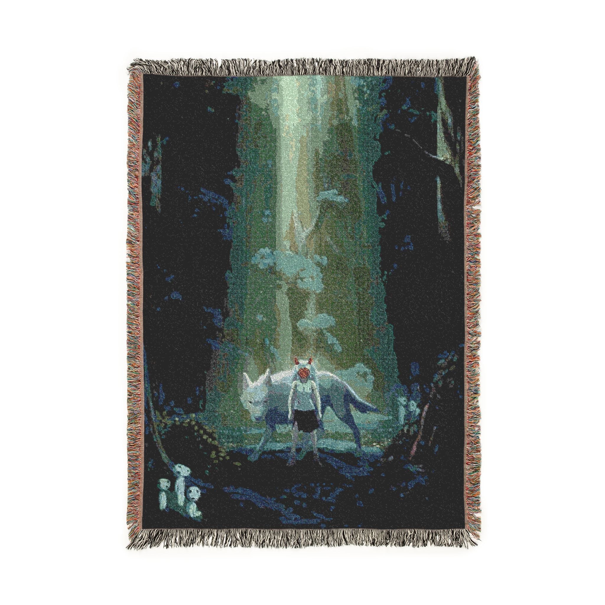 Princess Momonoke Handmade Impressionism Art Cotton Woven Blanket | Soft Bedding Throw | PM