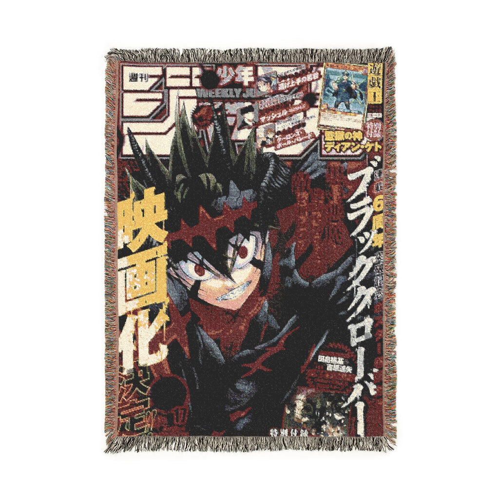 Black Clover Asta Cotton Woven Blanket | Soft Bedding Throw
