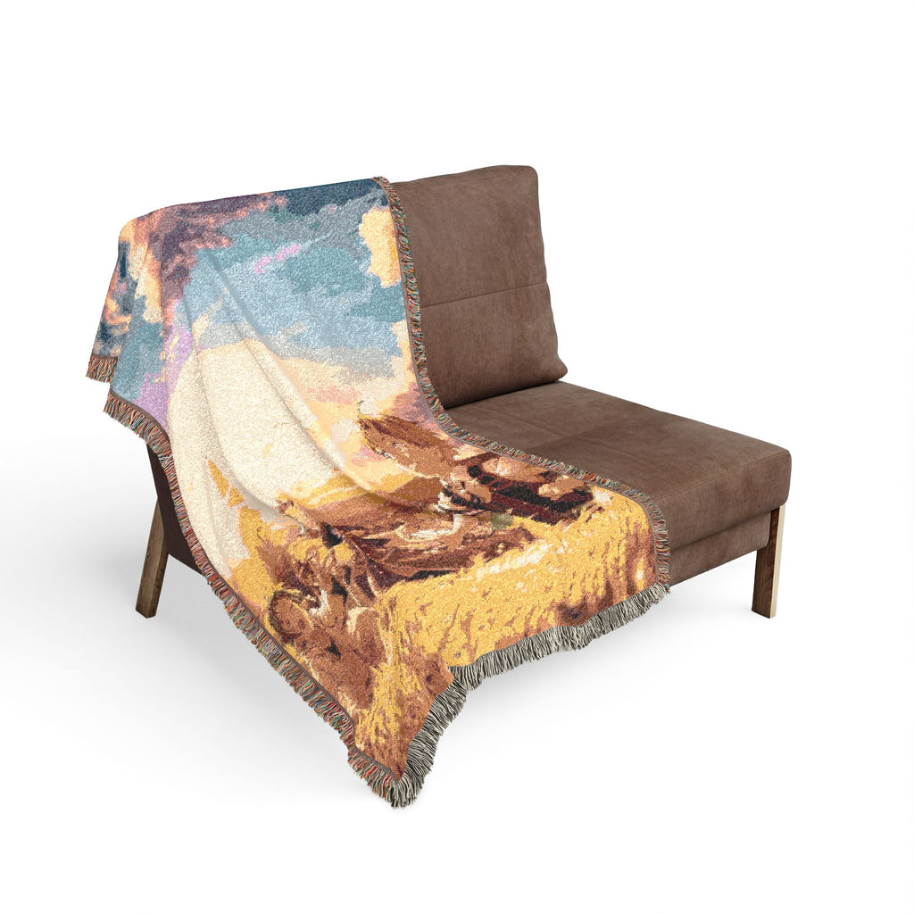 Mushoku Tensei Sunset Art Cotton Woven Blanket | Soft Bedding Throw | MT