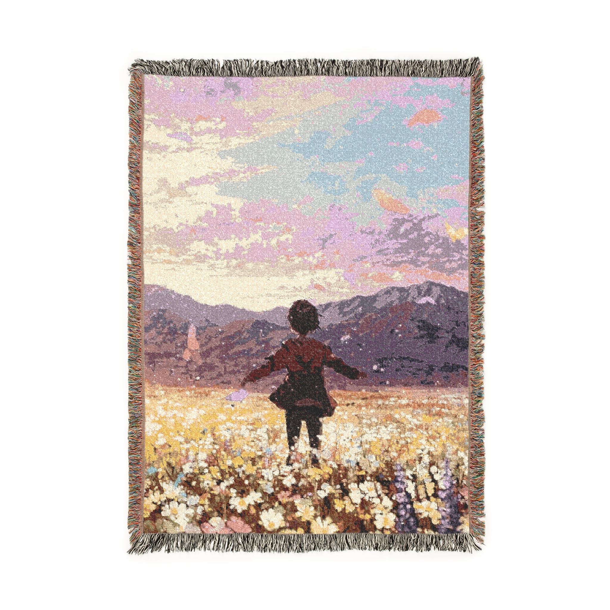 Handmade Eren Impressionism Cotton Woven Blanket | Soft Bedding Throw | AOT