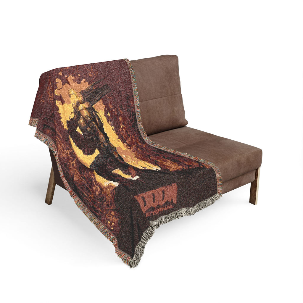 DOOM Slayer Art Cotton Woven Blanket | Soft Bedding Throw