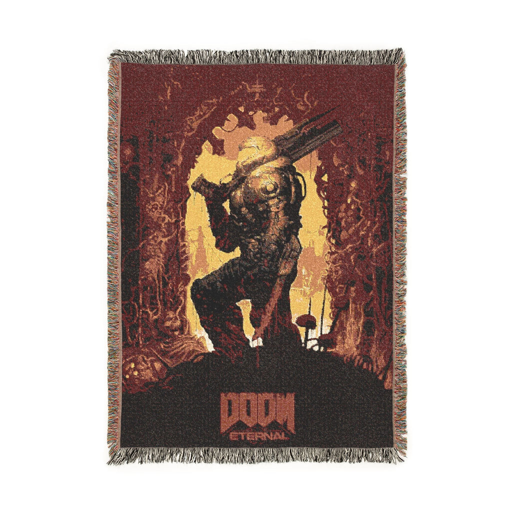 DOOM Slayer Art Cotton Woven Blanket | Soft Bedding Throw